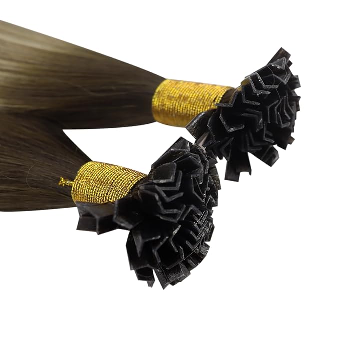 YoungSee K Tip Extensions Human Hair Balayage Brown K Tip Extensions Real Human Hair Dark Brown Ombre Brown Mix Blonde Fusion Hair Extensions Human Hair for Long Hair 22 Inch 50s/50g