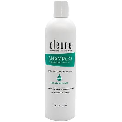 Cleure Hypoallergenic Volumizing Shampoo for Sensitive Skin - Fragrance Free, SLS Free & Paraben Free (12 oz, Pack of 1)