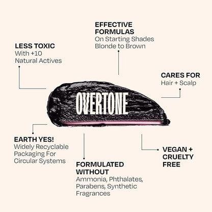 Overtone Color Depositing Semi-Permanent Hair Dye Conditioner - 8 oz For Natural & Color-Treated Hair, Moisturizing Shea Butter & Coconut Oil - Vegan & Cruelty-Free, Rich Velvet is now Black Velvet