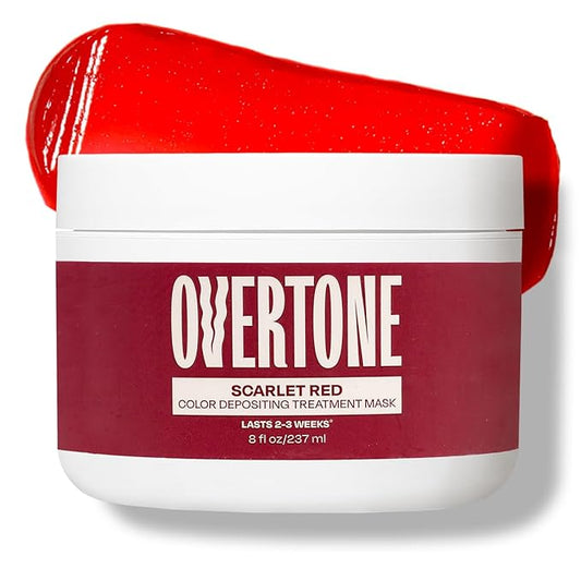 Overtone Color Depositing Semi-Permanent Hair Dye Conditioner - 8 oz For Natural & Color-Treated Hair, Moisturizing Shea Butter & Coconut Oil - Vegan & Cruelty-Free, Red For Brown is now Scarlet Red