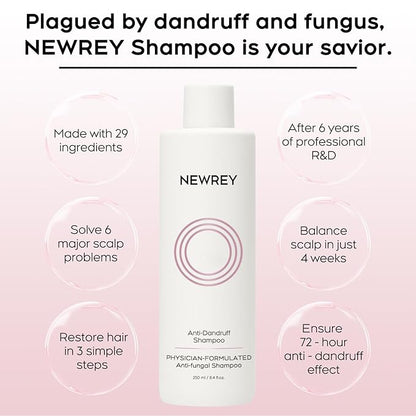 24HR Fast Itch Relief Anti-Fungal Shampoo for Psoriasis, Seborrheic Dermatitis & Folliculitis, Relieves Itchy, Dry Scalp, Sulfate & Paraben Free Anti-Dandruff Shampoo for Men and Women, 8.4 fl oz