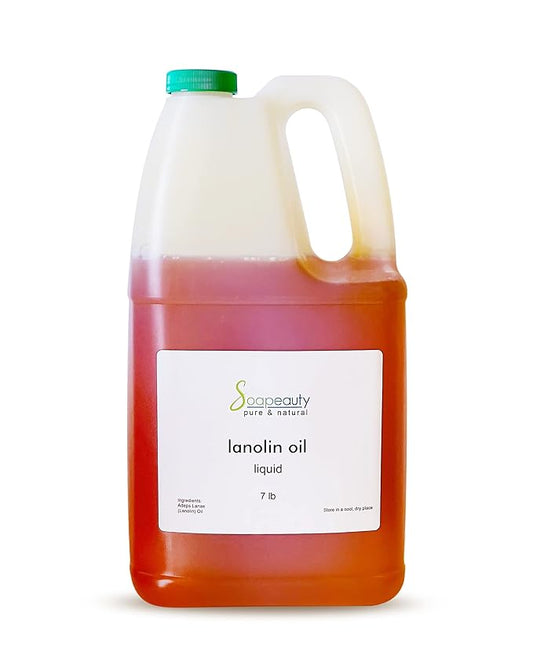 LANOLIN OIL Cold Pressed Unrefined | 100% Natural Available in Bulk | Carrier for Essential Oils, Face, Skin, Hair Moisturizer, Soap Making | (7 lb)