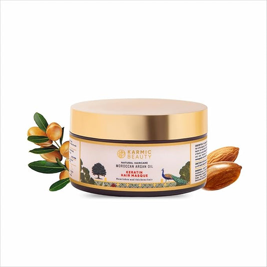 100% Organic Moroccan Argan Oil & Natural Keratin Masque | For Dry, Damaged & Color Treated Hair | Cold Prerssed Oils for Deep Nourishment | Sulfates, Parabens & Cruelty Free | 3.4 oz