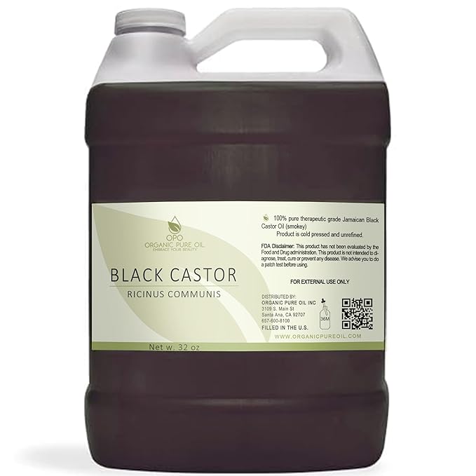 Black Castor Oil of Jamaica - 32 oz - Pure, Unrefined, Cold Pressed, Smoky scent, Non-GMO, Free of any Chemicals, Fillers, & Additives - Virgin Oil for Skin, Hair, Nails, Body, Arms, Legs & More