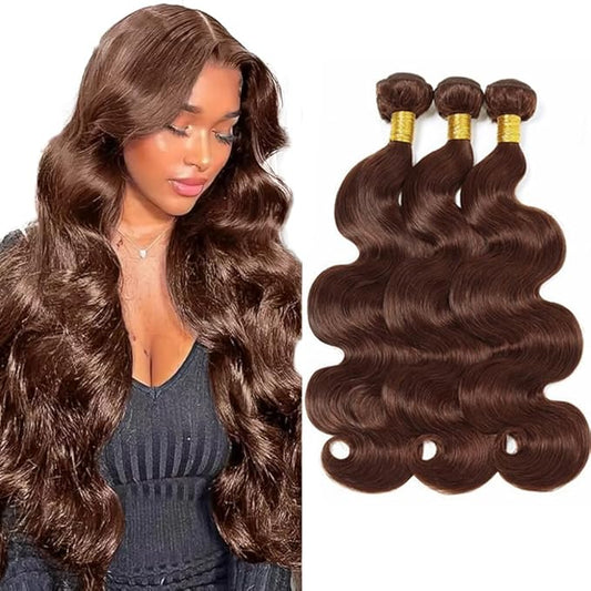 34 34 34 Inch Color 4 Body Wave Bundle Brown Bundles Human Hair Chocolate Brown Bundle Niegmeag Double Weft Color 4 Human Hair Bundle 300g