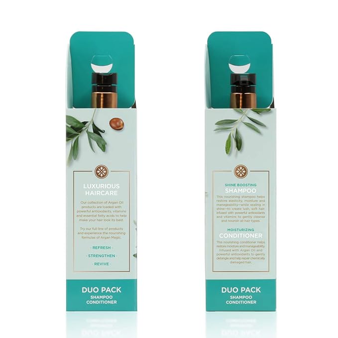 Argan Magic Shine Boosting Shampoo & Moisturizing Conditioner Duo - Gently Cleanses, Boosts Shine, Controls Frizz, Restores Moisture, Detangles | Made in USA, Paraben Free, Cruelty Free (32 oz)