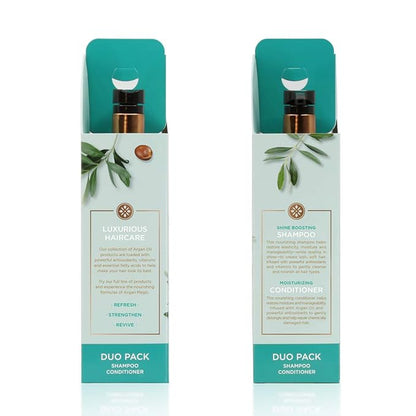 Argan Magic Shine Boosting Shampoo & Moisturizing Conditioner Duo - Gently Cleanses, Boosts Shine, Controls Frizz, Restores Moisture, Detangles | Made in USA, Paraben Free, Cruelty Free (32 oz)