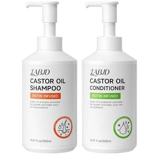 Castor Oil Shampoo and Conditioner Set for Hair Growth Strengthen and Cleanse Shampoo for Thin Hair Restore Damaged Hair Sulfate Free for Men & Women,16.9 FL Oz