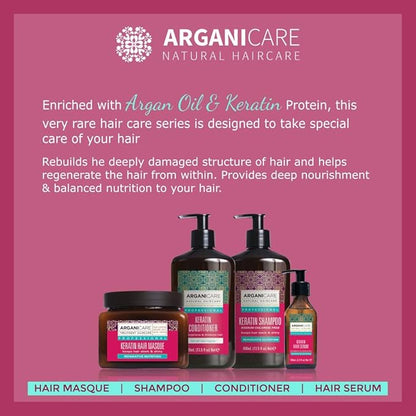 Arganicare Keratin Hair Thickening Conditioner for Men & Women - Deep Conditioning Treatment Enriched with Argan Oil, Jojoba Oil & Shea Moisture - Volumizing Conditioner for Damaged Hair | 13.5 fl oz