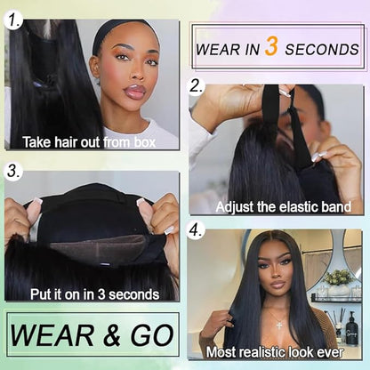9x6 Glueless Wigs Human Hair Pre Plucked Pre Cut For Beginners 32 Inch Loose Wave Human Hair Wig 220% Density Body Wave Lace Front Wigs No Glue Pre Cut 3 Seconds to Wear Glueless Wig