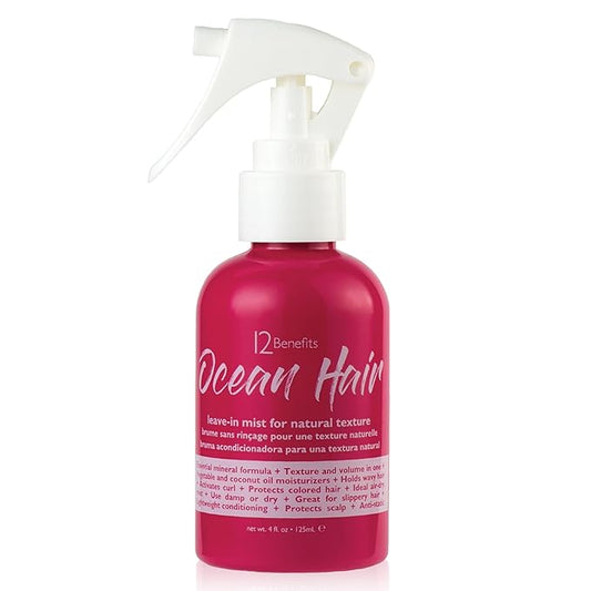 12 Benefits Ocean Hair Wave Spray - Leave-In Mist that Conditions, Moisturizes, Protects Scalp, Protects Against Humidity & Static and Boost Volume (4 Oz)