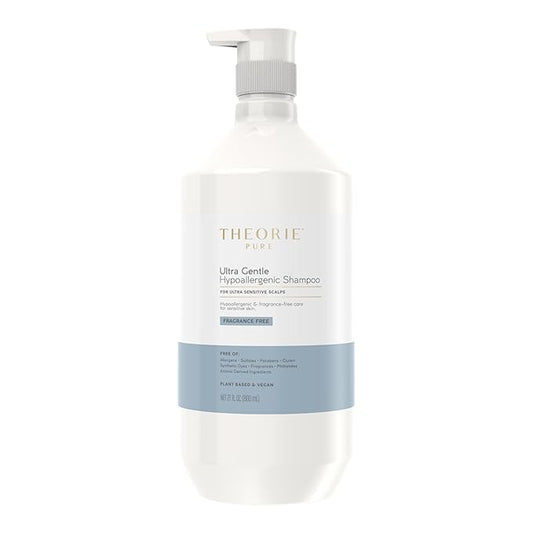 Theorie PURE Ultra Gentle Hypoallergenic Shampoo – Plant-Based & Vegan – Fragrance Free – Designed for Delicate Scalps – Pump Bottle – 27 fl oz (1 Pack)