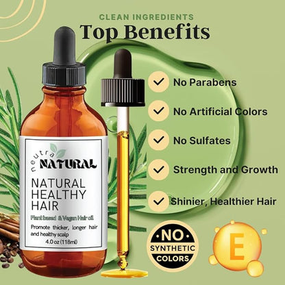 4Oz Plant Based Hair Oil. Neutral Natural Vegan Hair Oil, Tik Tok, Castor oil, Rosemary, Coffee, Cloves, Botanic Oil, Thicker Hair, Hair Growth,Veganic Clean Formula.