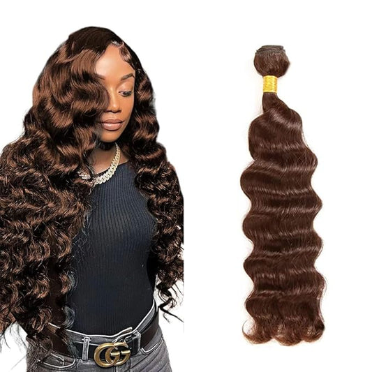 Brown Human Hair Bundles Color 4 Deep Wave Bundles 22 Inch Unprocessed Brazilian Virgin Remy Hair Extensions Niegmeag Double Weft Real Brown Hair Weave