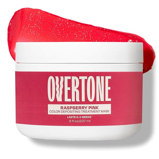 Overtone Color Depositing Semi-Permanent Hair Dye Conditioner - 8 oz For Natural & Color-Treated Hair, Moisturizing Shea Butter & Coconut Oil - Vegan & Cruelty-Free, Pink for Brown is now Raspberry
