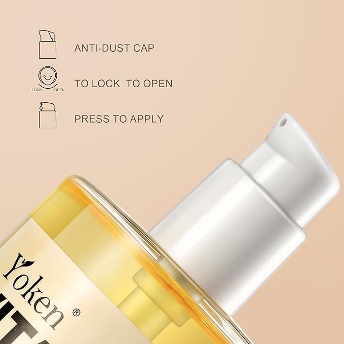 Yoken Vitamin E Oil 8 Fl Oz Organic Vitamin E oil for Skin Vitamine oils for Scars Hair,Face,Nail,Scalp Perfect Bath and Body Oil Cold Pressed Hexane Free Non-GMO Gluten Free Formula
