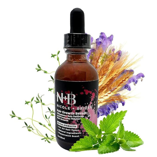 N+B Hair Growth Serum - Helps Promote Thicker, Fuller, & Healthier Hair w/Biotin, Natural-Based Formula, Helps Prevent Hair Fall & Thinning, For Women In All Hair Types - 2oz.