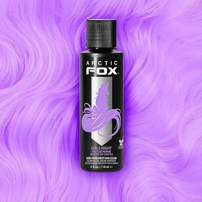 Arctic Fox Semi-Permanent Hair Dye, Vegan & Cruelty-Free, Pastel Lilac Color for Platinum Blonde Hair, Ammonia & Peroxide Free, Conditioning Formula, Girls Night, 4 Fl Oz (Pack of 2)