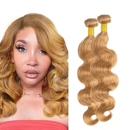 #27 Honey Blonde Bundles Body Wave Human Hair Bundles 28 30 Inch Unprocessed Brazilian Virgin Hair Weave 2 Bundles Blonde Body Wave Human Hair Extensions