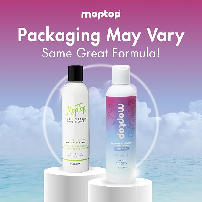 MopTop Cowash Cleansing Conditioner – Curly Hair Conditioner to Restore Moisture, Reduce Frizz & Boost Manageability, Sulfate & Paraben Free Hair Care for All Hair Textures (Citrus Medley, 2pk)