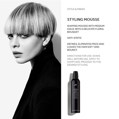 pH PURE HAIR Styling Mousse - Frizz Control Shaping Mousse with Medium Hold, Lightweight Formula for Defined Styles & Volume, 10.1 Oz