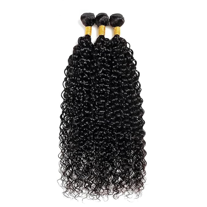 26 28 30 Inch #1B Curly Human Hair Bundles Natural Black Curly Bundles Brazilian Remy Weave Hair Extensions Soft and Silky for Women