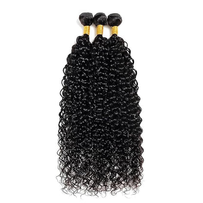 #1B Curly Human Hair Bundles 22 24 26 Inch Brazilian Remy Human Hair Bundles Weave Extensions Soft and Silky for Women