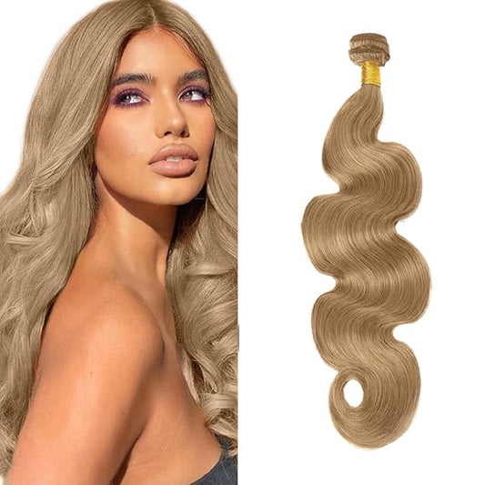 #22 Blonde Bundles Human Hair Body Wave Bundles 12 Inch Human Hair Weave 1 Bundle Unprocessed Brazilian Virgin Hair Ash Blonde Body Wave Human Hair Extensions 50 Grams/Bundle