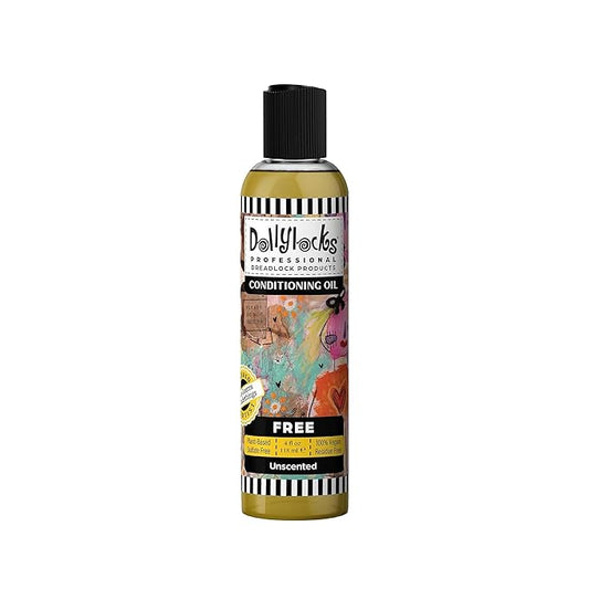 Dollylocks Conditioning Oil - Plant-Based & Residue-Free Moisturizing Scalp & Dreadlock Oil, pH Balanced, Vegan (Free Scent, 4oz)