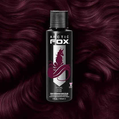 Arctic Fox Semi-Permanent Hair Dye, Vegan & Cruelty-Free, Ammonia-Free, Conditioning, Long Lasting, Vibrant Burgundy Red, For All Hair Types, Ritual, 4 Fl Oz (Pack of 2)