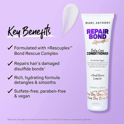 Marc Anthony Repairing Conditioner - Rescuplex Formula for Strengthening and Repair, Eliminates Frizz & Flyaways, Ideal for Dry & Damaged Hair
