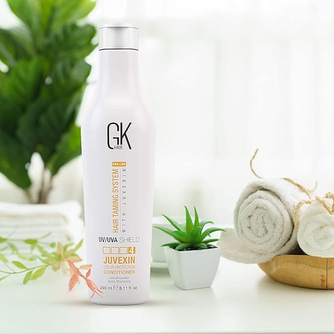 GK Hair Shield Conditioner 8.11 Fl Oz – UV Protection for Color Hair, Aloe Vera & Argan Infused, Sulfate and Paraben Free, Repairs Damage, Boosts Shine, Hydrating & Vegan