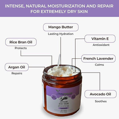 RaGaNaturals Calming Lavender Hand & Body Cream for Dry to Very Dry Skin - All Natural Vitamin E Face Cream to Deliver Healthy-Looking Glow -Non Toxic, Vegan Lavender Lotion for Women, Men, Baby -8 Oz