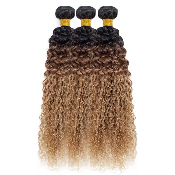Ombre Blonde Water Wave Bundles T1B/4/27 Human Hair Bundle Niegmeag Virgin Soft and Sikly Remy Hair 3 Bundles 26 28 30 Inch Double Weft Hair Weave