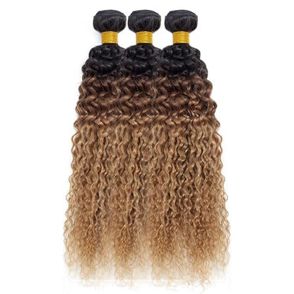 Ombre Blonde Water Wave Bundles T1B/4/27 Human Hair Bundle Niegmeag Virgin Soft and Sikly Remy Hair 3 Bundles 26 28 30 Inch Double Weft Hair Weave
