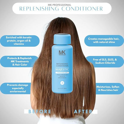 MK PROFESSIONAL Argan Oil Conditioner with Keratin, Sulphate Free Keratin Hair Treatment, Moroccan Oil Conditioner, Strengthens, Repair, Soft & Nourish Hair, Free from SLS & SLES - 10.1 Fl Oz / 300 ml