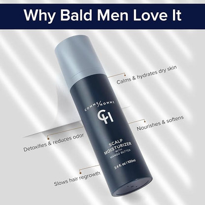 Comme Homme Scalp Moisturizer for Bald Men – Soothes & Hydrates Dry Skin, Slows Hair Regrowth – With Aloe Leaf Juice, Arrowroot Powder, Mango Butter & Capislow – Pack of 2 x 3.4 fl oz/ 100 ml