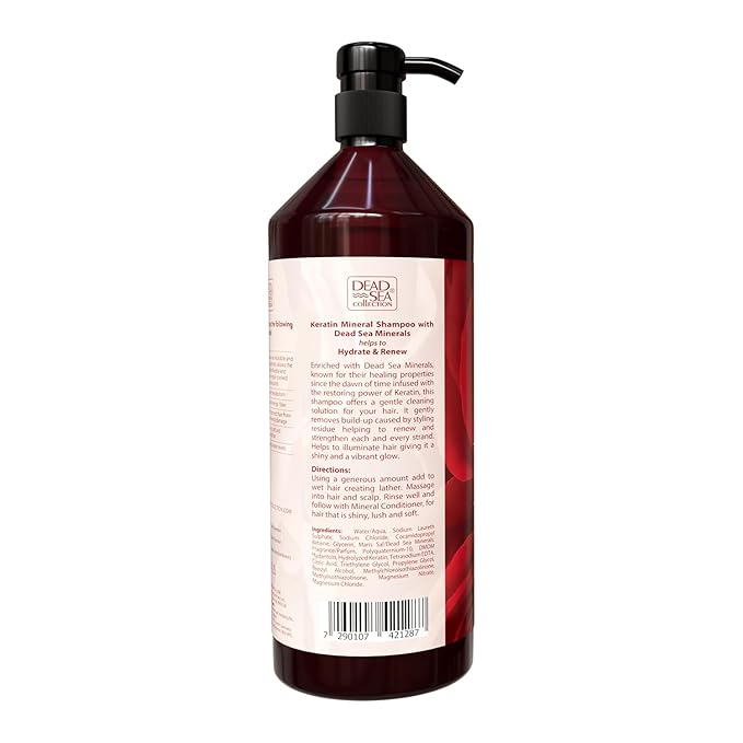 Dead Sea Collection Shampoo with Keratin – Hydrating Softening Hair Products with Dead Sea Minerals for All Hair Types (33.8 Fl. Oz.)