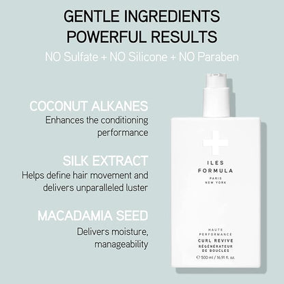 ILES FORMULA Curl Revive Spray -Leave-In Styling Serum, Defines Curls, Anti-Frizz & Anti-Humidity, Heat & Color Protection with Silk Extract, Macroloba Seed & Coconut Alkanes, 16.9 Fl Oz (500 ML)