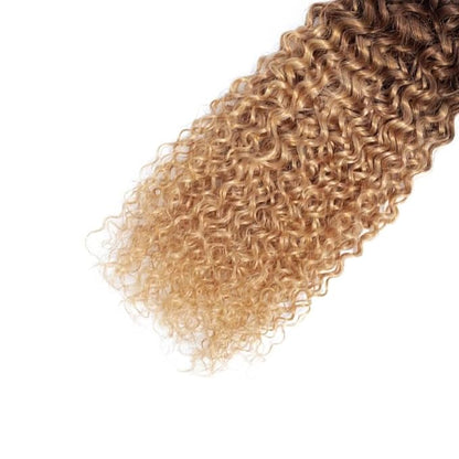 Ombre Brown Bundles Human Hair 4/27 Kinky Curly Bundles 14 16 18 Inch Niegmeag Hair Brazilian Unprocessed Virgin Remy Hair Extensions Double Weft Hair Weave 300g
