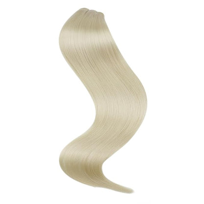 Full Shine Sew In Hair Extensions Weft Hair Extensions Human Hair Remy Hair Sew In Extensions Color White Blonde Human Hair Bundles 12 Inch 80G Machine Tied Weft Human Hair