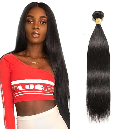 Natural Black Straight Bundles Human Hair Color 1B Straight Hair Weave 14 Inch Unprocessed Peruvian Virgin Remy Hair Extensions Double Weft Hair Weave 300g