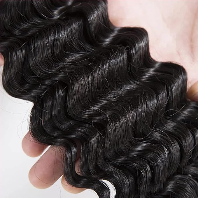 Deep Wave Single Bundle 12 Inch Natural Black Deep Wave Bundles Color 1B Human Hair Bundles Deep Wave Human Hair Bundles