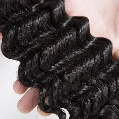 Deep Wave Single Bundle 12 Inch Natural Black Deep Wave Bundles Color 1B Human Hair Bundles Deep Wave Human Hair Bundles