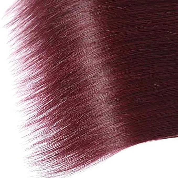 99j Human Hair Burgundy Straight Bundles Wine Red Straight Brazilian Hair Extensions Weave Wet and Wavy Soft Silky for Woman 26 28 30 Inch