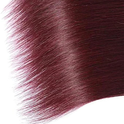 Wine Red Human Hair Burgundy Straight Bundles 99j Straight Bundles Brazilian Human Hair Weave Extensions Soft and Silky for Black Women 12 14 16 Inch