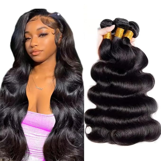 Brazilian Body Wave Bundles Human Hair 1B Natural Black Human Hair Bundles Silky Soft 18 18 18 Inch Quick Weave Unprocessed Remy Hair Extensions For Women Deals