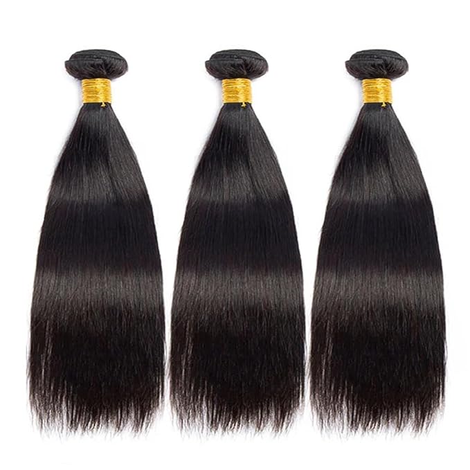 Straight Hair Bundles Natural Black Straight Human Hair Bundles Silky Soft 16 18 20 Inch Double Weft Brazilian Unprocessed Remy Hair Extensions Tangle Free Deals