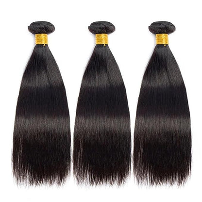 Straight Hair Bundles Natural Black Straight Human Hair Bundles Silky Soft 16 18 20 Inch Double Weft Brazilian Unprocessed Remy Hair Extensions Tangle Free Deals