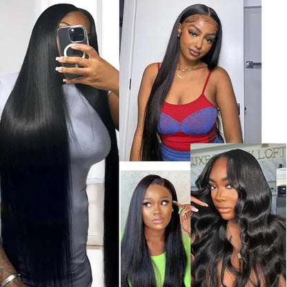 Straight Hair Bundles Natural Black Straight Human Hair Bundles Silky Soft 16 18 20 Inch Double Weft Brazilian Unprocessed Remy Hair Extensions Tangle Free Deals